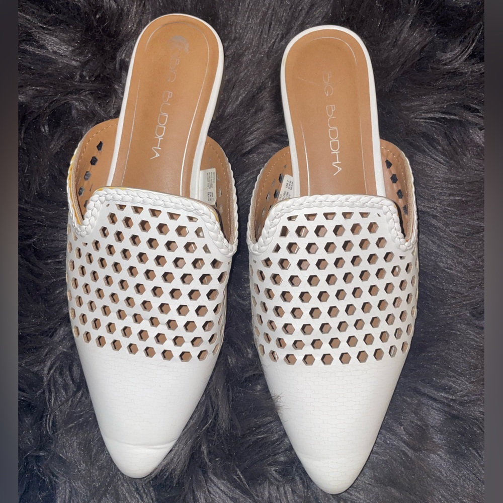 Big Buddha White Perforated Mules